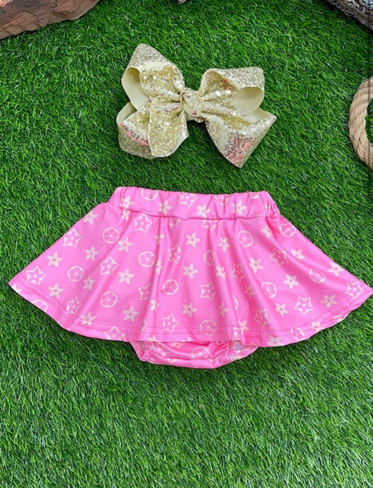 PINK STAR PRINTED BABY SKIRT