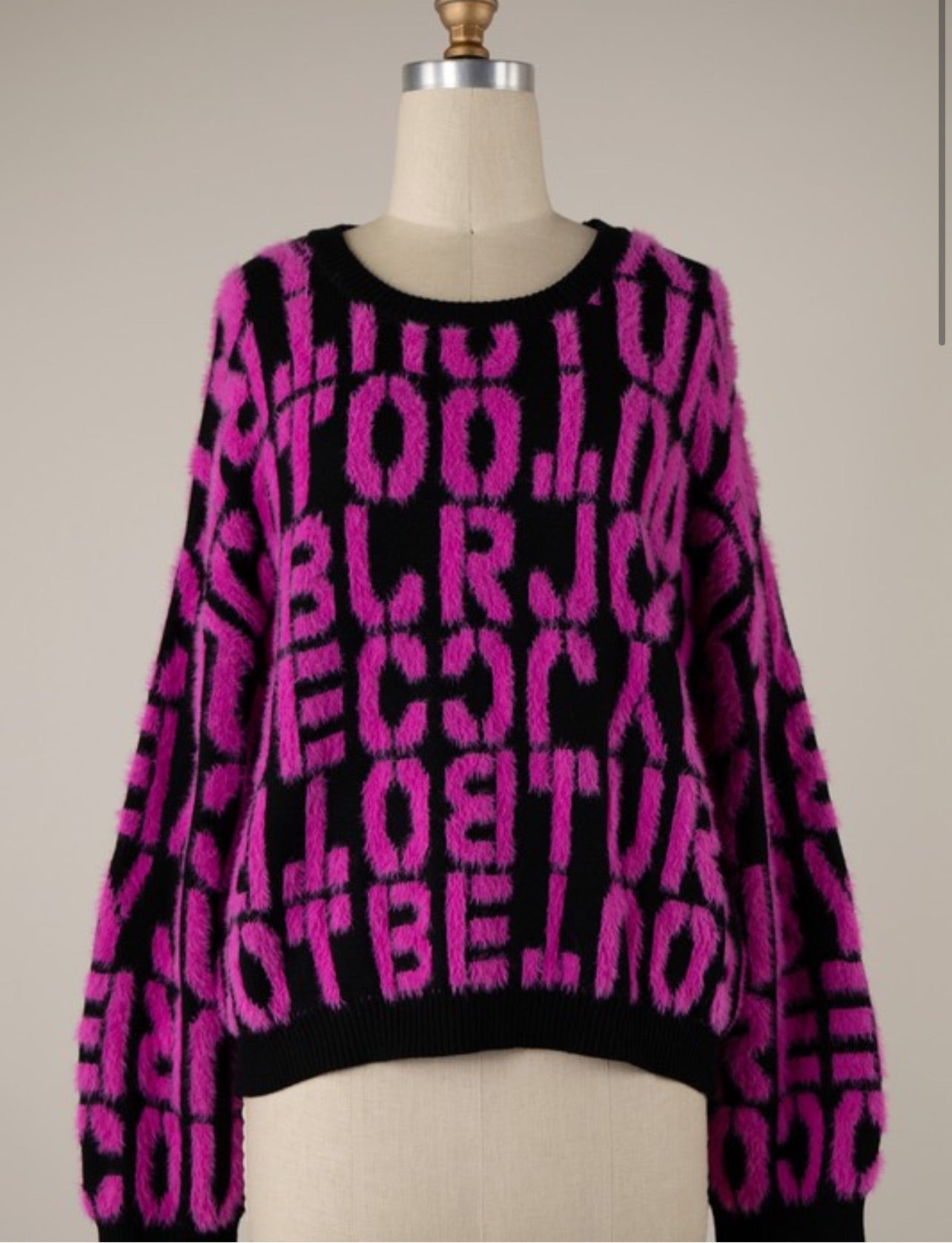 Fuchsia Fuzzy knit sweater