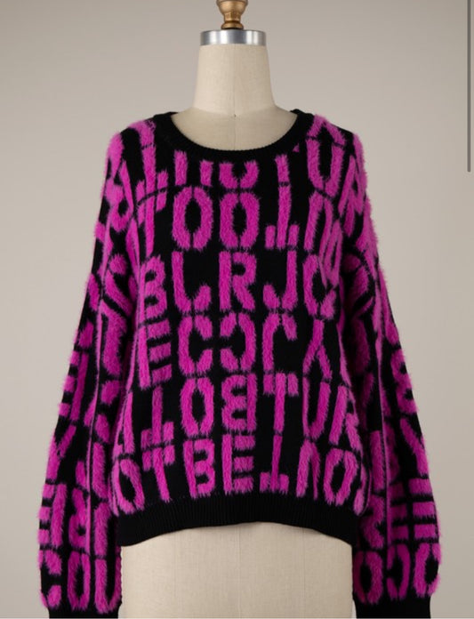 Fuchsia Fuzzy knit sweater